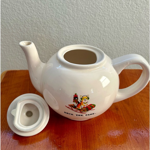 Deck The Paws Typewriter Font Teapot By Rae Dunn - Picture 3 of 7